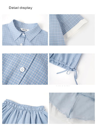 blue plaid set