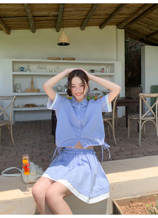 blue plaid set