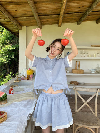 blue plaid set