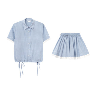 blue plaid set