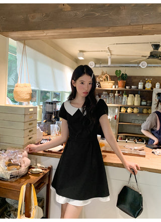 black scoop dress