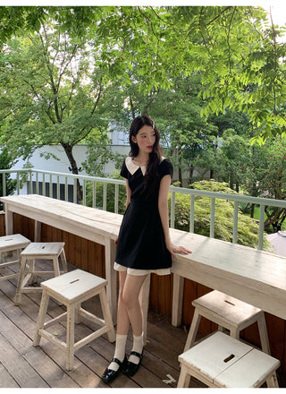 black scoop dress