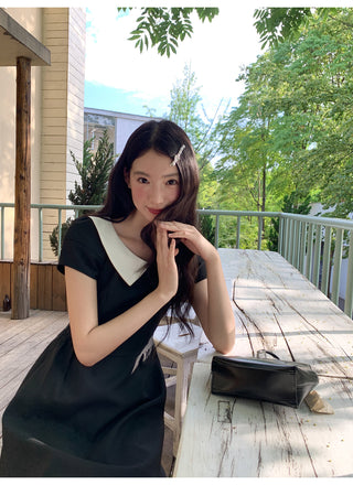black scoop dress