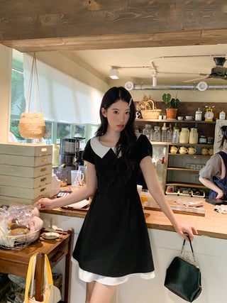 black scoop dress