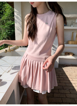patchwork sleeveless dress