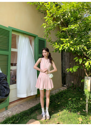 patchwork sleeveless dress