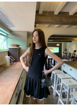 patchwork sleeveless dress
