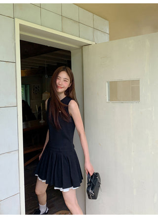 patchwork sleeveless dress