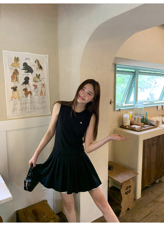 patchwork sleeveless dress