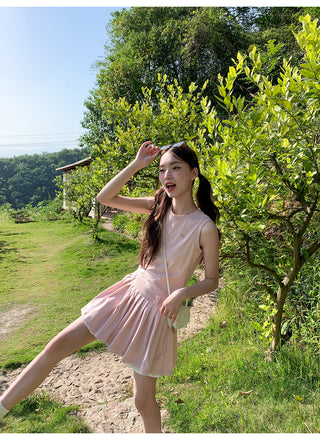 patchwork sleeveless dress
