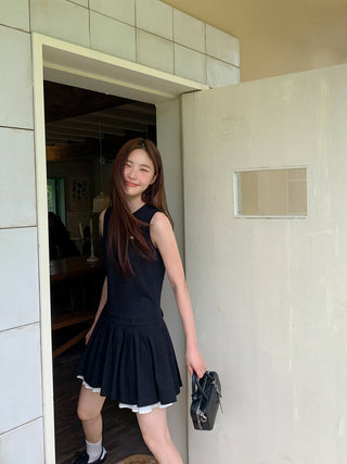 patchwork sleeveless dress