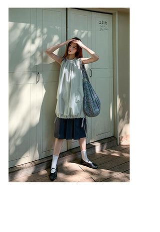 pleated vest dress