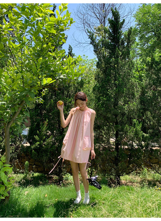 pleated vest dress