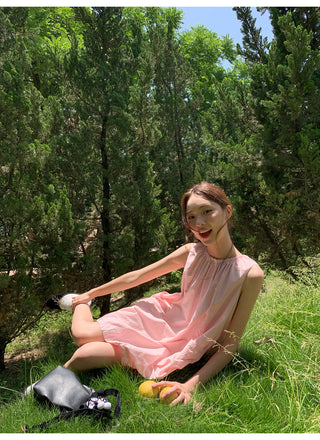 pleated vest dress