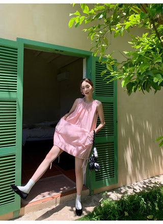 pleated vest dress