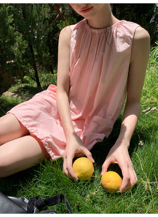 pleated vest dress