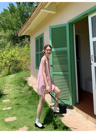 pleated vest dress
