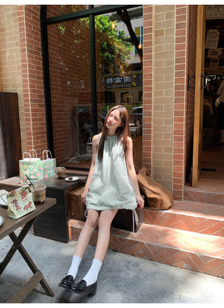 pleated vest dress