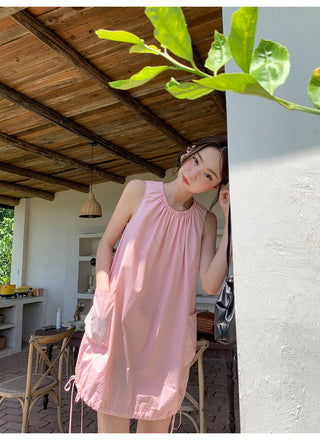 pleated vest dress