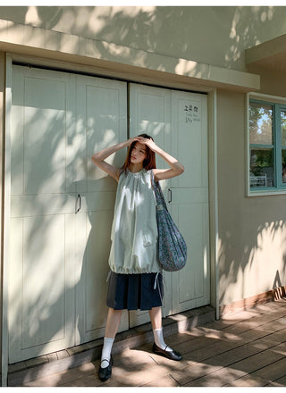pleated vest dress