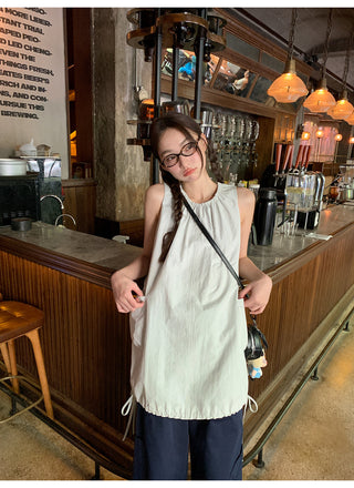 pleated vest dress