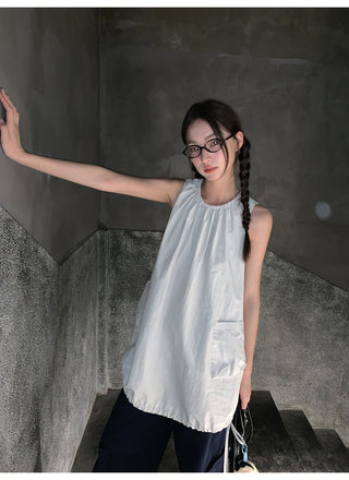 pleated vest dress