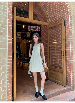 pleated vest dress