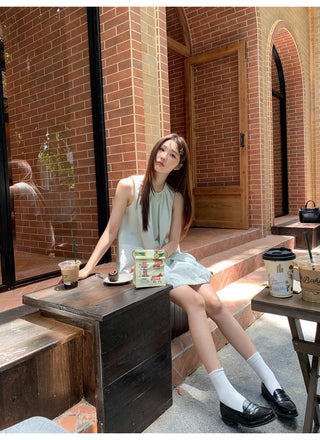 pleated vest dress