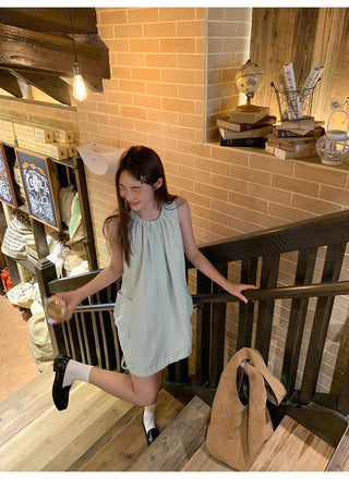 pleated vest dress
