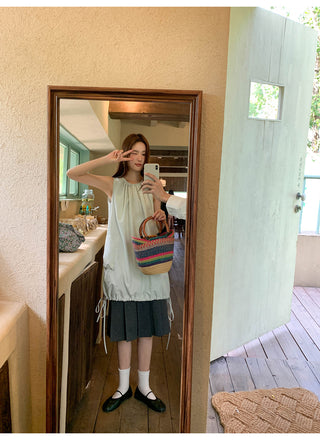 pleated vest dress