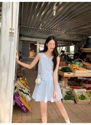 plaid sleeveless dress