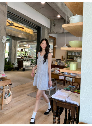 plaid sleeveless dress