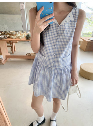 plaid sleeveless dress