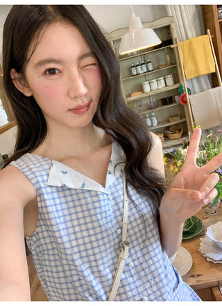 plaid sleeveless dress