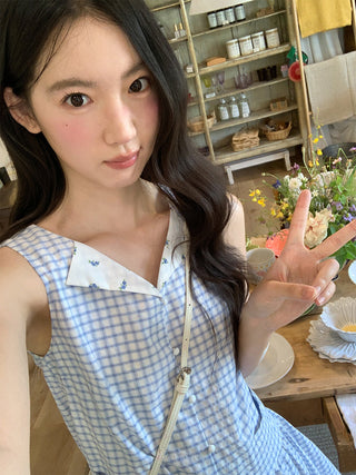 plaid sleeveless dress