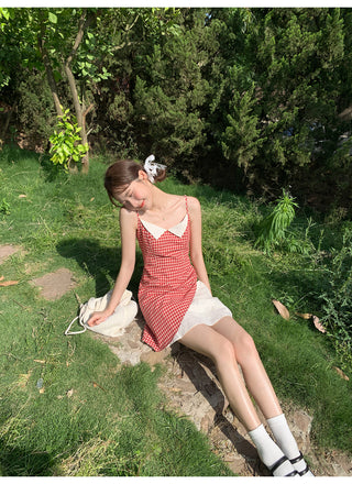 contrast gauze dress