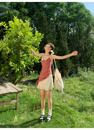 contrast gauze dress