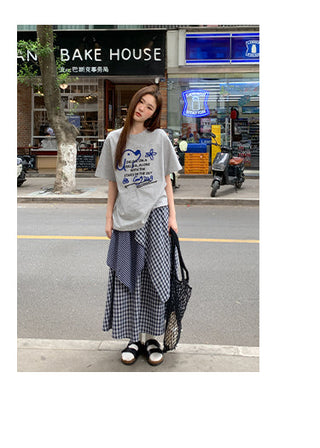 irregular plaid skirt
