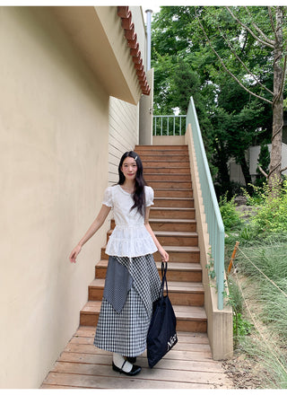 irregular plaid skirt