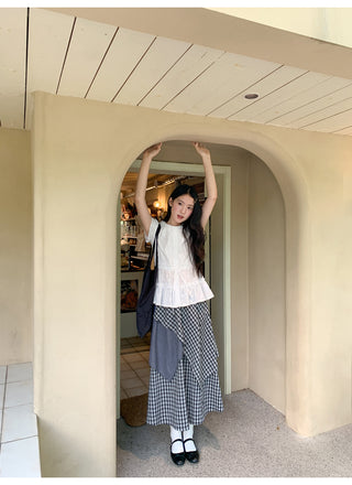 irregular plaid skirt