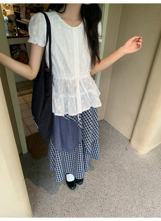irregular plaid skirt