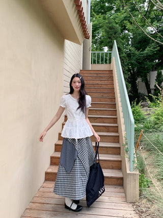 irregular plaid skirt