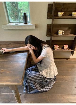 irregular plaid skirt