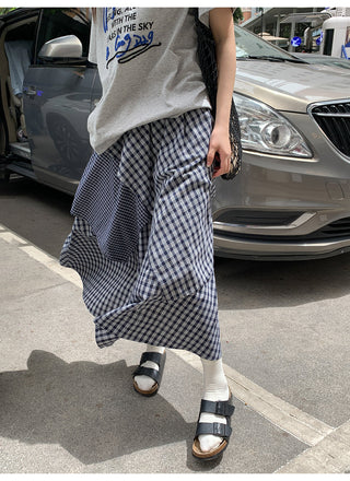irregular plaid skirt