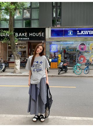 irregular plaid skirt