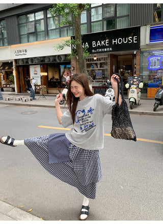 irregular plaid skirt