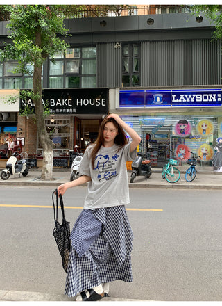 irregular plaid skirt