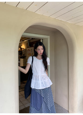 irregular plaid skirt