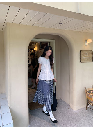 irregular plaid skirt