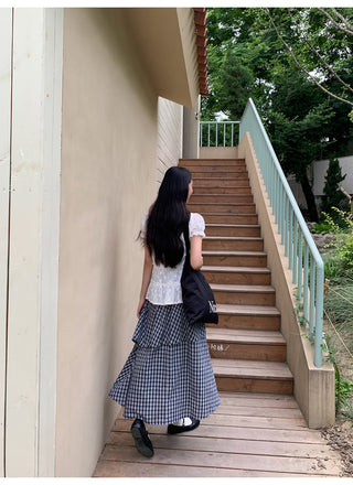 irregular plaid skirt